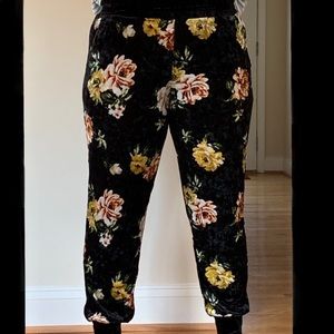 Woman’s Floral Velvet Sweatpants